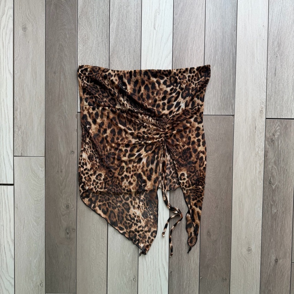 Just Polly Leopard Print Asymmetrical Top